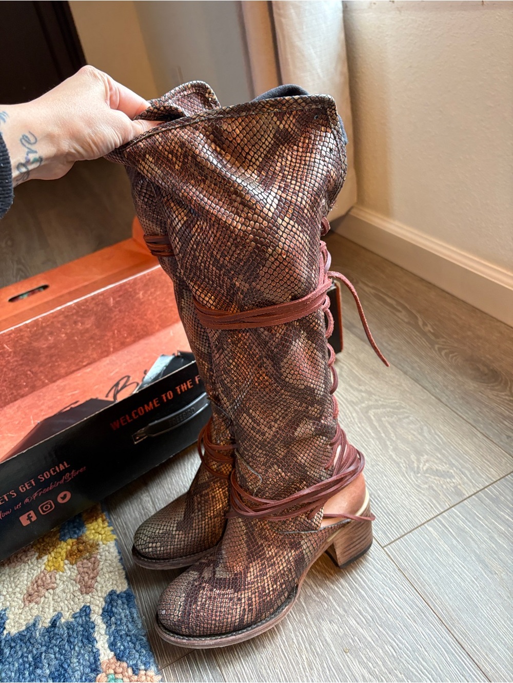 Freebird by Steven Brown & Tan Snake-Print Wrap Boots - Picture 3 of 4